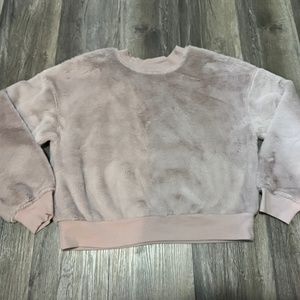 𝅺wild FABLE cropped sweatshirt fluffy soft ribbed trim blush pink size medium